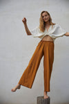 100% Natural Raw Silk Easy Pant With Elastic Waist